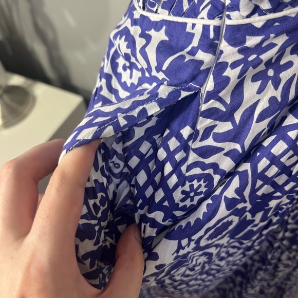 Tory Burch White and Blue Print Tank Mini Dress Size 2 - Cotton Voile Sundress - Picture 3 of 6